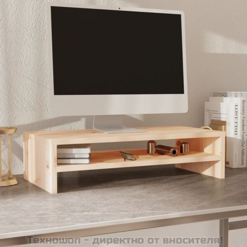 Поставка за монитор, 50x24x13 см, бор масив