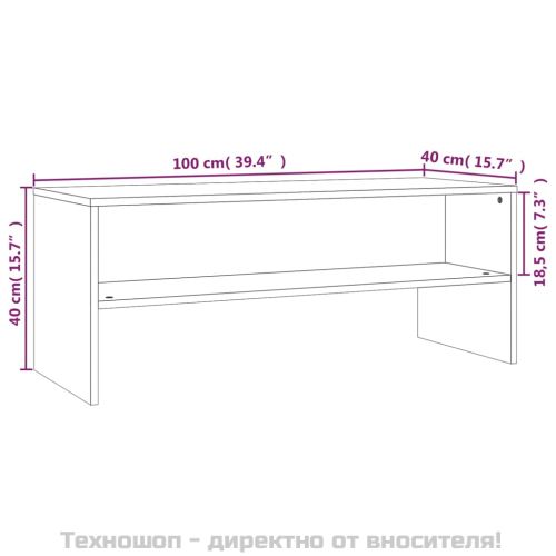 ТВ шкаф, сив сонома, 100x40x40 см, инженерно дърво
