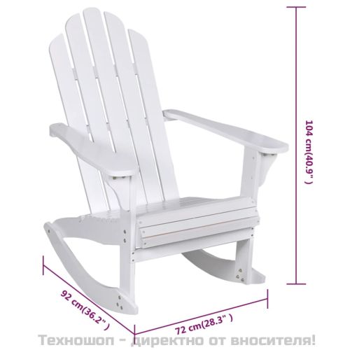 Градински люлеещ стол, дърво, бял