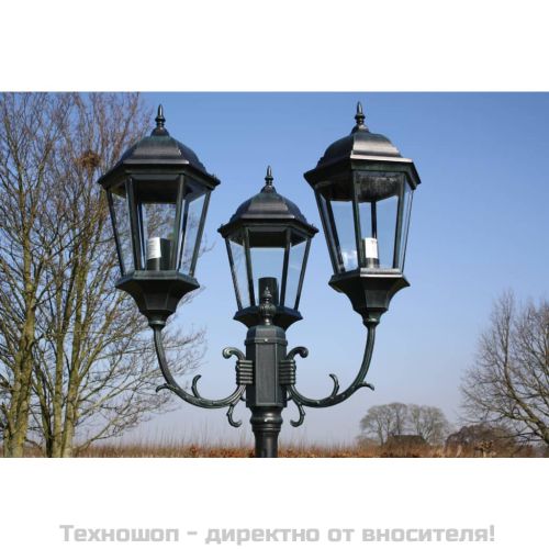 Градинска лампа "Brighton", 3 фенера, 230 см, тъмнозелена/черна