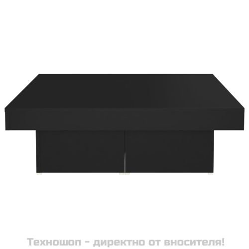 Маса за кафе, черна, 90x90x28 см, инженерно дърво
