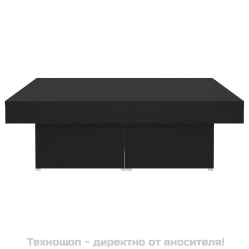 Маса за кафе, черна, 90x90x28 см, инженерно дърво