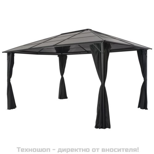 Шатра с пердета, алуминий, 4x3x2,6 м, черна