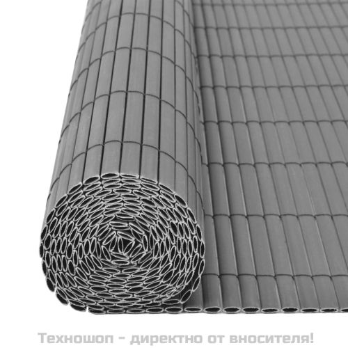 Двустранна градинска ограда, PVC, 90x500 см, сива