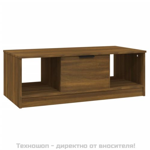 Кафе маса, кафяв дъб, 102x50x36 см, инженерно дърво