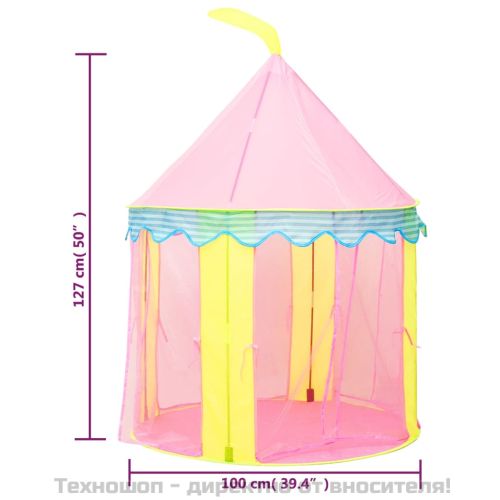 Детска палатка за игра, розова, 100x100x127 см