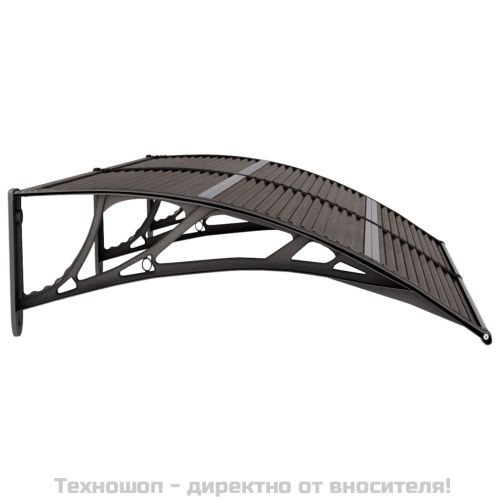 Навес за врата, черен, 150x75 см, поликарбонат