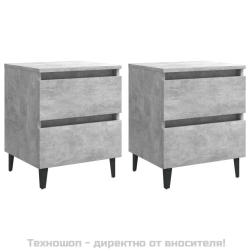 Нощни шкафчета, 2 бр, бетонно сив, 40x35x50 см, инженерно дърво
