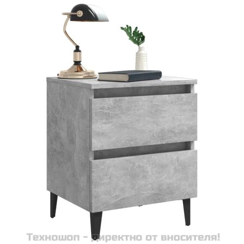 Нощни шкафчета, 2 бр, бетонно сив, 40x35x50 см, инженерно дърво