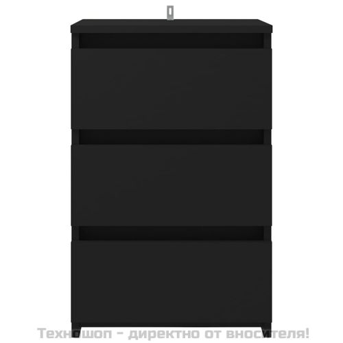 Нощно шкафче, черно, 40x35x62,5 см, инженерно дърво