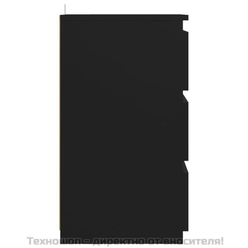 Нощно шкафче, черно, 40x35x62,5 см, инженерно дърво