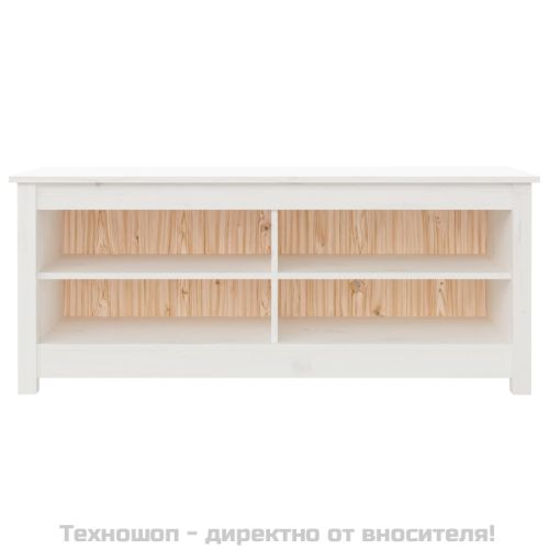 Пейка за обувки бяла 110x38x45,5 см масивна борова дървесина