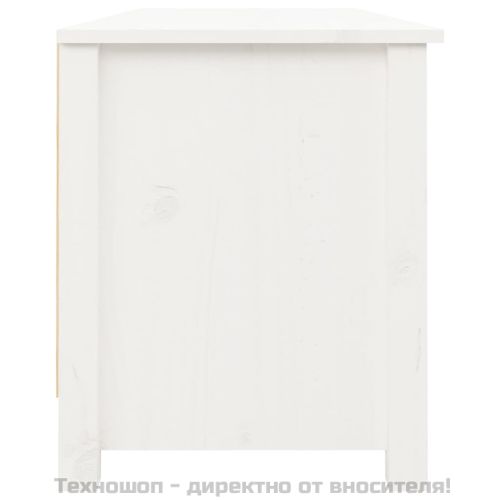 Пейка за обувки бяла 110x38x45,5 см масивна борова дървесина
