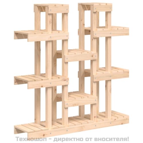 Поставка за цветя, 104,5x25x109,5 см, бор масив