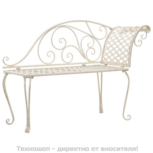 Градинска кушетка, 128 см, метал, антично бяло