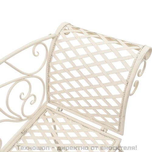 Градинска кушетка, 128 см, метал, антично бяло