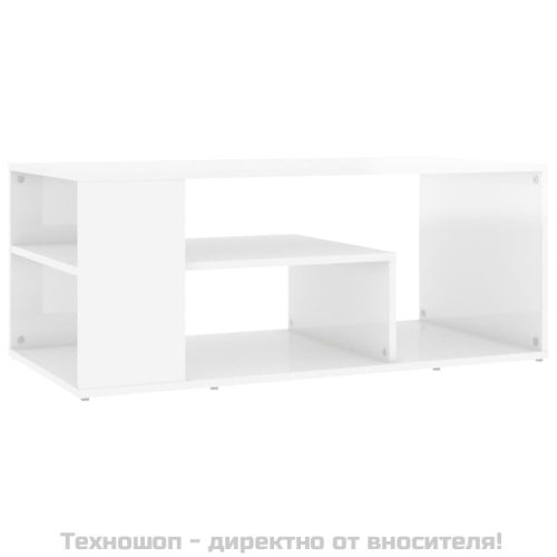 Маса за кафе, бял гланц, 100x50x40 см, инженерно дърво