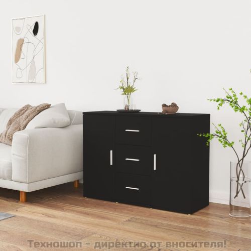 Сайдборд, черен, 91x29,5x65 см, инженерно дърво