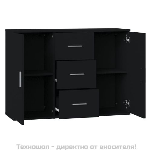 Сайдборд, черен, 91x29,5x65 см, инженерно дърво