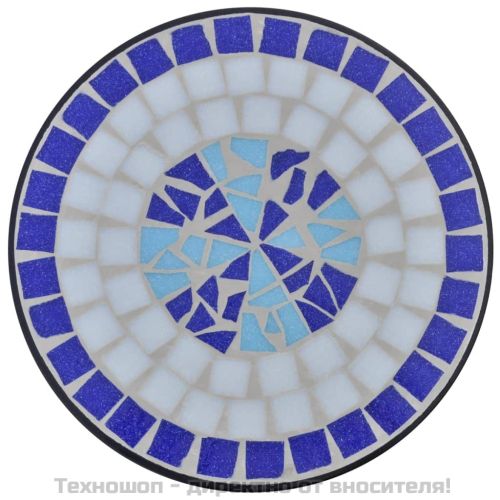 Мозаечна странична масичка за цветя, синьо-бяла