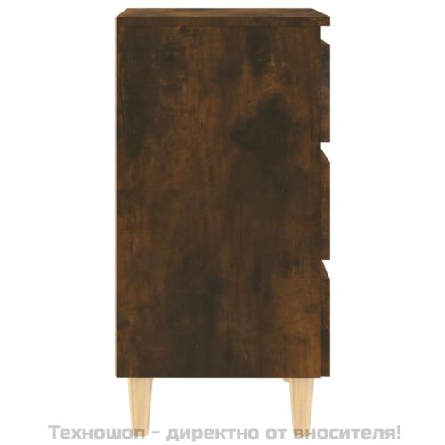 Нощни шкафчета крака масивно дърво 2 бр опушен дъб 40x35x69 см