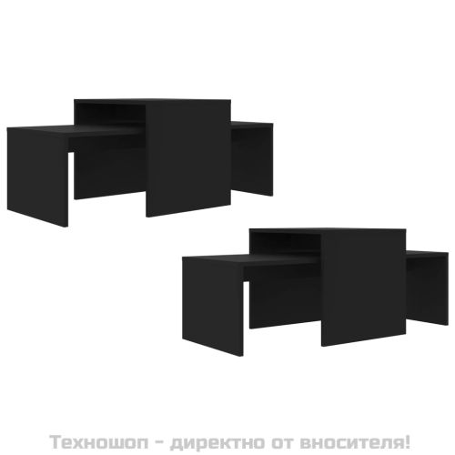 Комплект маси за кафе, черен, 100x48x40 см, инженерно дърво