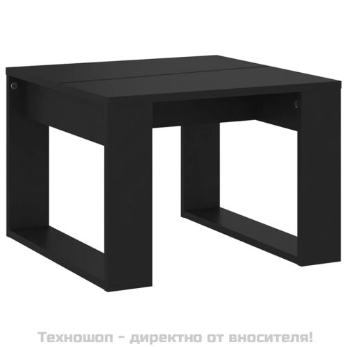 Странична маса, черна, 50x50x35 см, инженерно дърво