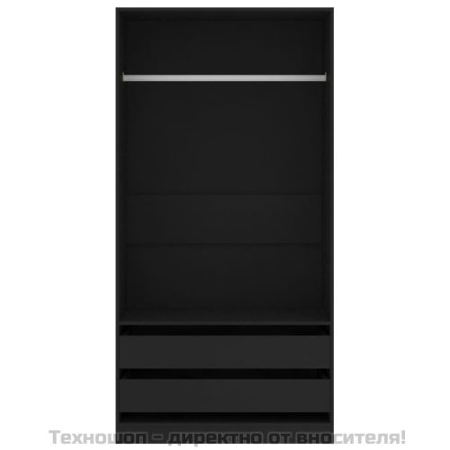 Гардероб, черен, 100x50x200 см, ПДЧ