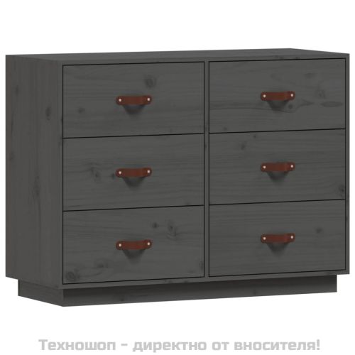 Сайдборд, сив, 100x40x75 см, бор масив