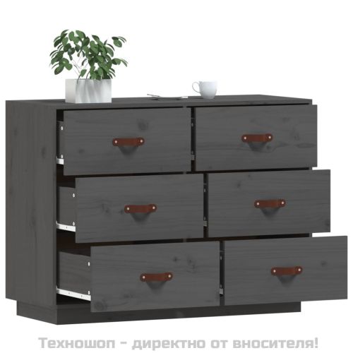 Сайдборд, сив, 100x40x75 см, бор масив