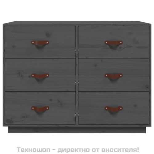Сайдборд, сив, 100x40x75 см, бор масив