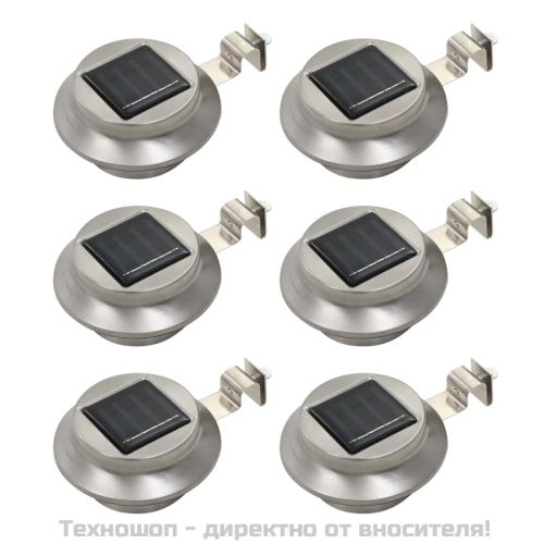Градински соларни лампи, 6 бр, LED, кръгли, 12 см, бели