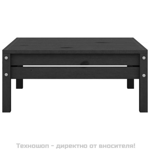 Градински лаундж комплект, 4 части, бор масив, черен