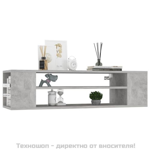 Окачен TВ шкаф, бетонно сив, 100x30x26,5 см, инженерно дърво