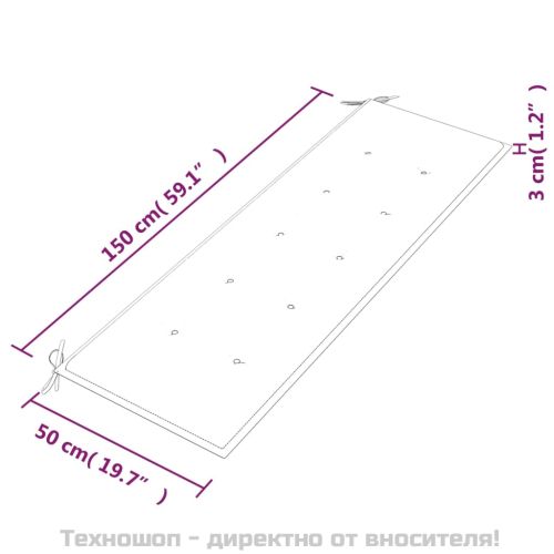Пейка Батавия с зелено възглавница, 150 см, тик масив