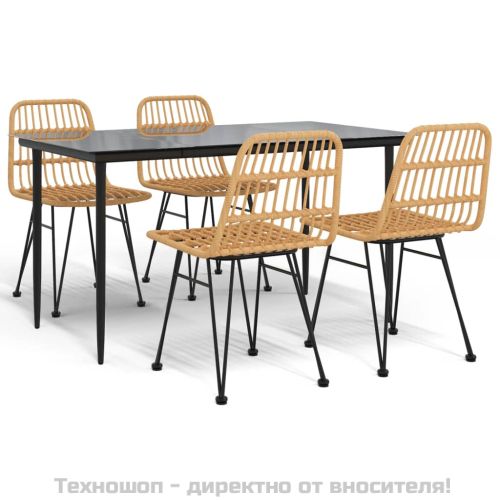 Градински трапезен комплект от 5 части, полиратан