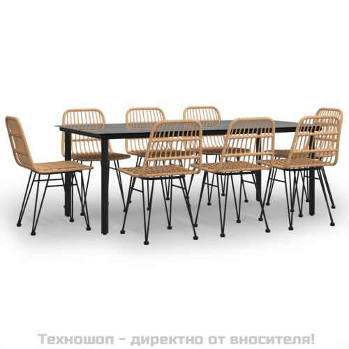 Градински трапезен комплект, 9 части, полиратан