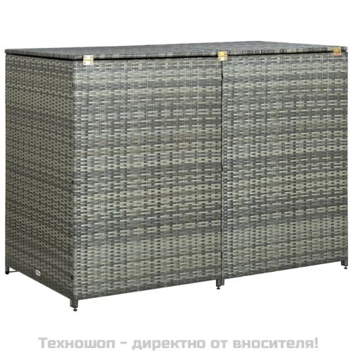 Двоен навес за кофа за смет полиратан антрацит 148x77x111 cм