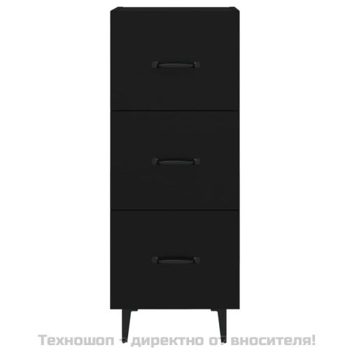 Сайдборд, черен, 34,5x34x90 см, инженерно дърво