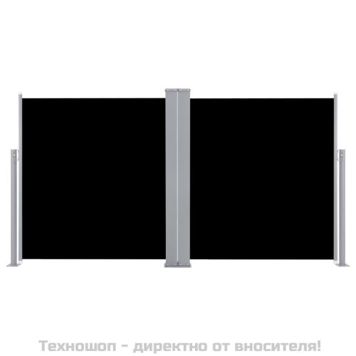 Прибираща се странична тента, черна, 100x600 см