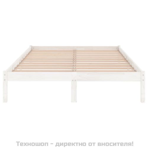 Рамка за легло, бяла, дърво масив, 135x190 cм, Double
