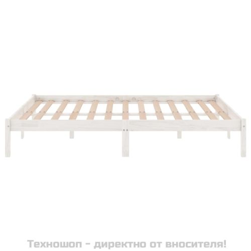 Рамка за легло, бяла, дърво масив, 135x190 cм, Double