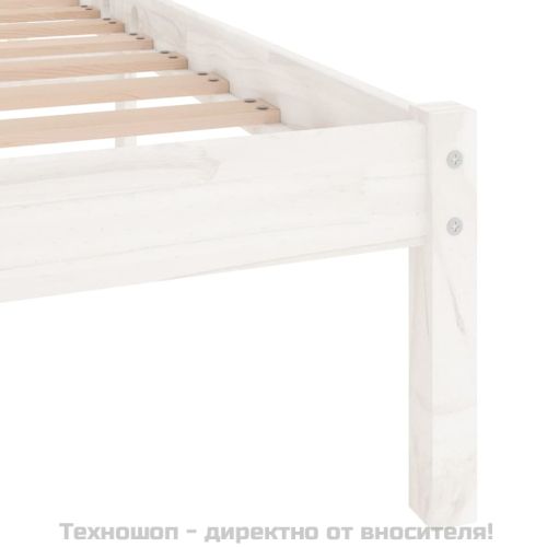 Рамка за легло, бяла, дърво масив, 135x190 cм, Double
