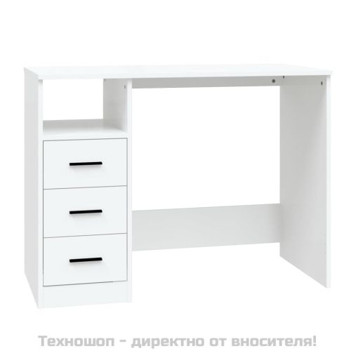 Бюро с чекмеджета, бяло, 102x50x76 см, инженерно дърво