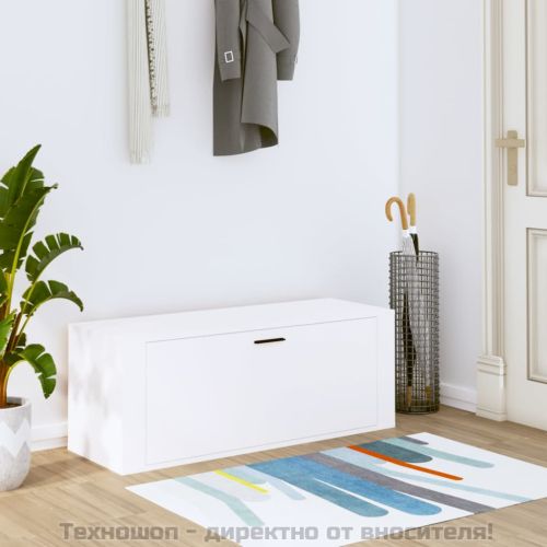 Стенен шкаф за обувки, бял, 100x35x38 см, инженерно дърво