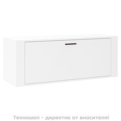 Стенен шкаф за обувки, бял, 100x35x38 см, инженерно дърво