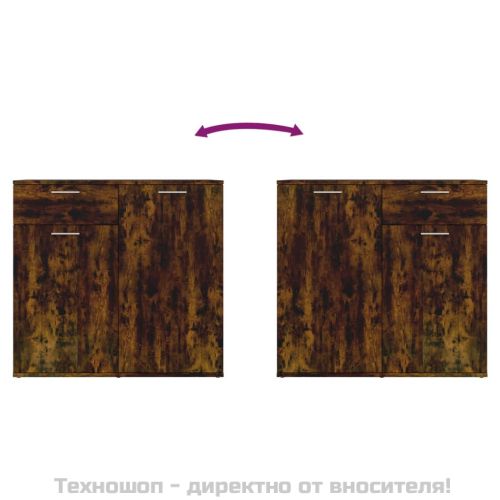 Сайдборд, опушен дъб, 80x36x75 см, инженерно дърво