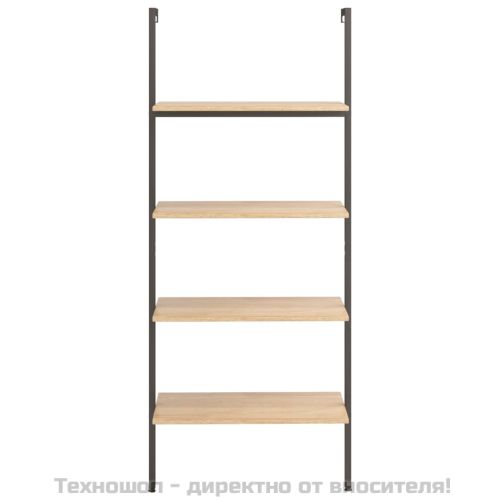 Етажерка стълба с 4 рафта светлокафяво и черно 64x35x152,5 см
