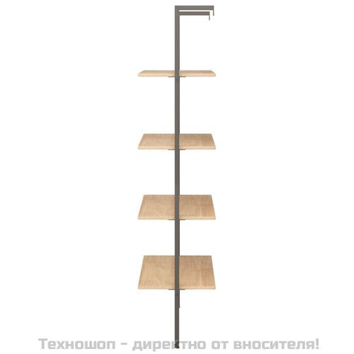 Етажерка стълба с 4 рафта светлокафяво и черно 64x35x152,5 см