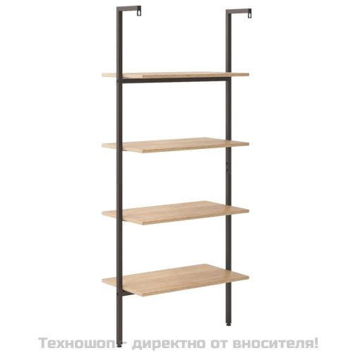 Етажерка стълба с 4 рафта светлокафяво и черно 64x35x152,5 см
